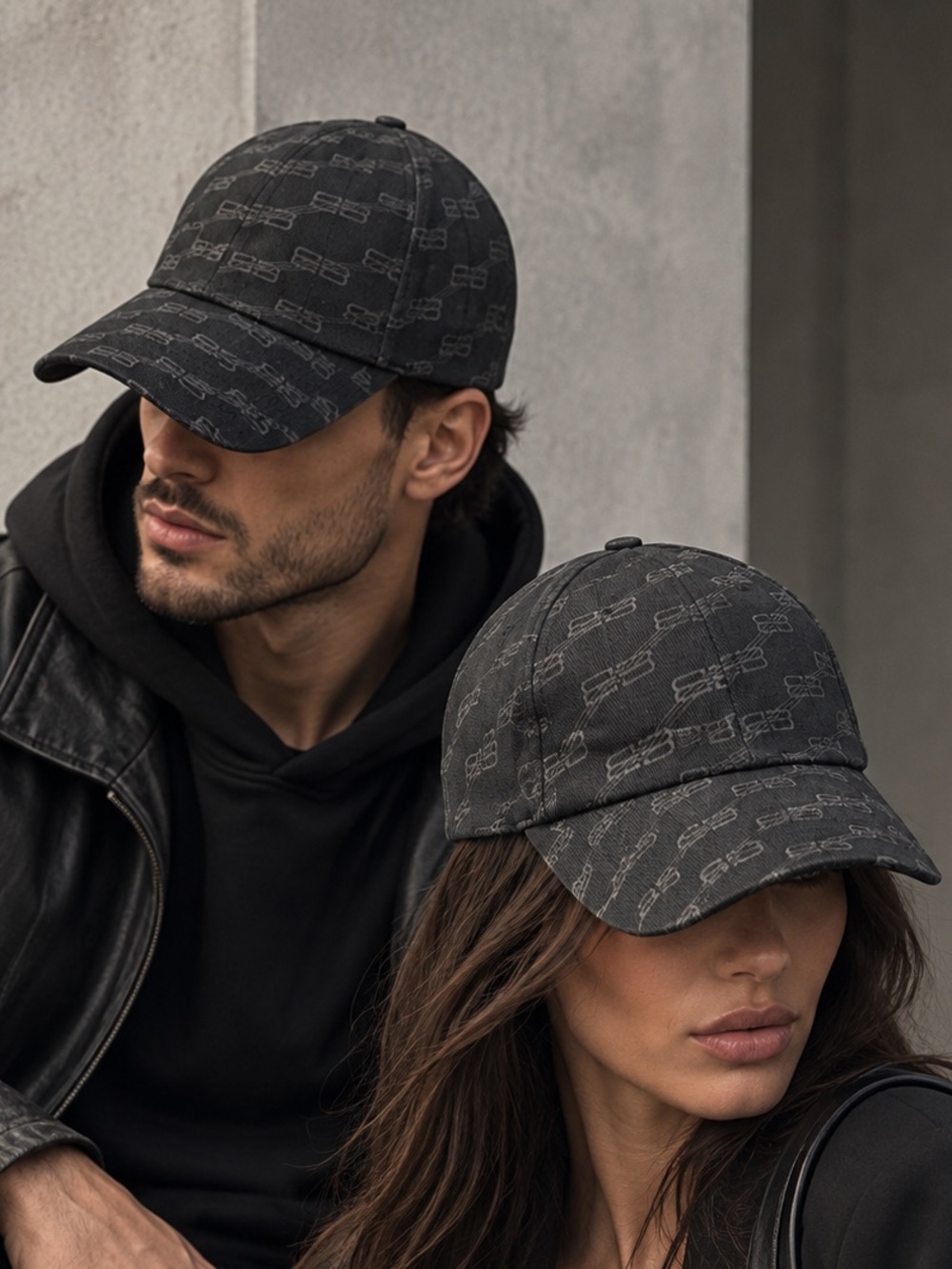 BALENCIAGA Monogram Black Baseball Cap NEW